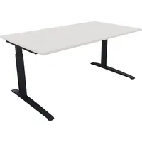 Soennecken Schreibtisch All in One, manuell höhenverstellbar, 65-85cm (H), 160x90cm (BxT), rechteckig, weiß / anthrazit metallic 4003969074