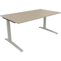 Soennecken Schreibtisch All in One, manuell höhenverstellbar, 65-85cm (H), 160x90cm (BxT), rechteckig, eiche natur / silberaluminium 400396