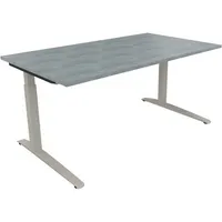 Soennecken Schreibtisch All in One, manuell höhenverstellbar, 65-85cm (H), 160x90cm (BxT), rechteckig, beton hell / silberaluminium 4003969