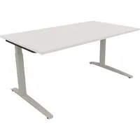 Soennecken Schreibtisch All in One, manuell höhenverstellbar, 65-85cm (H), 160x90cm (BxT), rechteckig, weiß / silberaluminium 4003969074002
