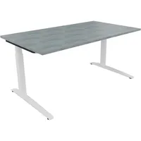 Soennecken Schreibtisch All in One, manuell höhenverstellbar, 65-85cm (H), 160x90cm (BxT), rechteckig, beton hell / weiß 4003969073876 Soen