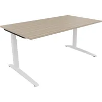 Soennecken Schreibtisch All in One, manuell höhenverstellbar, 65-85cm (H), 160x90cm (BxT), rechteckig, eiche natur / weiß 4003969073869 Soe