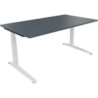 Soennecken Schreibtisch All in One, manuell höhenverstellbar, 65-85cm (H), 160x90cm (BxT), rechteckig, lavagrau / weiß 4003969073890 Soenne