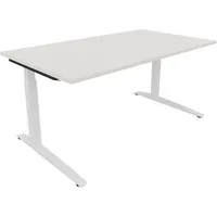 Soennecken Schreibtisch All in One, manuell höhenverstellbar, 65-85cm (H), 160x90cm (BxT), rechteckig, weiß / weiß 4003969073838 Soennecken