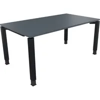 Soennecken Schreibtisch All in One, manuell höhenverstellbar, 68-82cm (H), 160x90cm (BxT), rechteckig, lavagrau / anthrazit metallic 400396