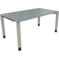 Soennecken Schreibtisch All in One, manuell höhenverstellbar, 68-82cm (H), 160x90cm (BxT), rechteckig, beton hell / silberaluminium 4003969