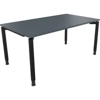 Soennecken Schreibtisch All in One, manuell höhenverstellbar, 68-82cm (H), 160x90cm (BxT), rechteckig, lavagrau / anthrazit metallic 400396