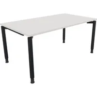 Soennecken Schreibtisch All in One, manuell höhenverstellbar, 68-82cm (H), 160x90cm (BxT), rechteckig, weiß / anthrazit metallic 4003969082