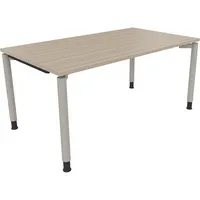 Soennecken Schreibtisch All in One, manuell höhenverstellbar, 68-82cm (H), 160x90cm (BxT), rechteckig, eiche natur / silberaluminium 400396
