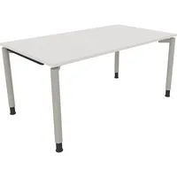 Soennecken Schreibtisch All in One, manuell höhenverstellbar, 68-82cm (H), 160x90cm (BxT), rechteckig, weiß / silberaluminium 4003969082687