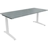 Soennecken Schreibtisch All in One, manuell höhenverstellbar, 65-85cm (H), 180x80cm (BxT), rechteckig, beton hell / weiß 4003969074590 Soen