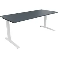 Soennecken Schreibtisch All in One, manuell höhenverstellbar, 65-85cm (H), 180x80cm (BxT), rechteckig, lavagrau / weiß 4003969074576 Soenne