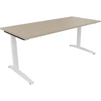 Soennecken Schreibtisch All in One, manuell höhenverstellbar, 65-85cm (H), 180x80cm (BxT), rechteckig, eiche natur / weiß 4003969074712 Soe