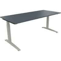 Soennecken Schreibtisch All in One, manuell höhenverstellbar, 65-85cm (H), 180x80cm (BxT), rechteckig, lavagrau / silberaluminium 400396907