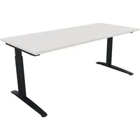 Soennecken Schreibtisch All in One, manuell höhenverstellbar, 65-85cm (H), 180x80cm (BxT), rechteckig, weiß / anthrazit metallic 4003969074