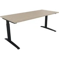 Soennecken Schreibtisch All in One, manuell höhenverstellbar, 65-85cm (H), 180x80cm (BxT), rechteckig, eiche natur / anthrazit metallic 400