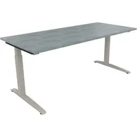 Soennecken Schreibtisch All in One, manuell höhenverstellbar, 65-85cm (H), 180x80cm (BxT), rechteckig, beton hell / silberaluminium 4003969