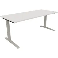 Soennecken Schreibtisch All in One, manuell höhenverstellbar, 65-85cm (H), 180x80cm (BxT), rechteckig, weiß / silberaluminium 4003969074583