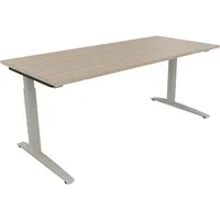 Soennecken Schreibtisch All in One, manuell höhenverstellbar, 65-85cm (H), 180x80cm (BxT), rechteckig, eiche natur / silberaluminium 400396