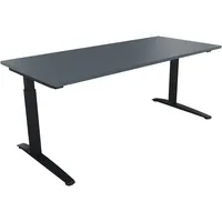 Soennecken Schreibtisch All in One, manuell höhenverstellbar, 65-85cm (H), 180x80cm (BxT), rechteckig, lavagrau / anthrazit metallic 400396