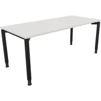 Soennecken Schreibtisch All in One, manuell höhenverstellbar, 68-82cm (H), 180x80cm (BxT), rechteckig, weiß / anthrazit metallic 4003969086
