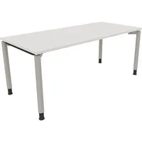 Soennecken Schreibtisch All in One, manuell höhenverstellbar, 68-82cm (H), 180x80cm (BxT), rechteckig, weiß / silberaluminium 4003969086869