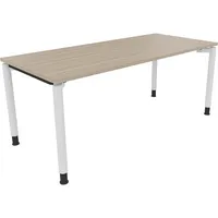 Soennecken Schreibtisch All in One, manuell höhenverstellbar, 68-82cm (H), 180x80cm (BxT), rechteckig, eiche natur / weiß 4003969086890 Soe