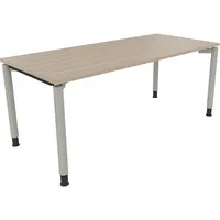 Soennecken Schreibtisch All in One, manuell höhenverstellbar, 68-82cm (H), 180x80cm (BxT), rechteckig, eiche natur / silberaluminium 400396