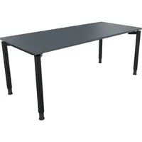 Soennecken Schreibtisch All in One, manuell höhenverstellbar, 68-82cm (H), 180x80cm (BxT), rechteckig, lavagrau / anthrazit metallic 400396