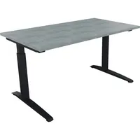 Soennecken Schreibtisch All in One, manuell höhenverstellbar, 65-85cm (H), 140x80cm (BxT), rechteckig, beton hell / anthrazit metallic 4003