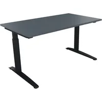 Soennecken Schreibtisch All in One, manuell höhenverstellbar, 65-85cm (H), 140x80cm (BxT), rechteckig, lavagrau / anthrazit metallic 400396