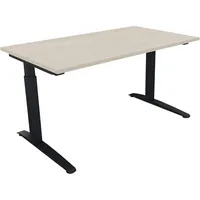 Soennecken Schreibtisch All in One, manuell höhenverstellbar, 65-85cm (H), 140x80cm (BxT), rechteckig, akazie hell / anthrazit metallic 400