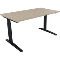 Soennecken Schreibtisch All in One, manuell höhenverstellbar, 65-85cm (H), 140x80cm (BxT), rechteckig, eiche natur / anthrazit metallic 400