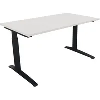 Soennecken Schreibtisch All in One, manuell höhenverstellbar, 65-85cm (H), 140x80cm (BxT), rechteckig, weiß / anthrazit metallic 4003969072