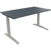 Soennecken Schreibtisch All in One, manuell höhenverstellbar, 65-85cm (H), 140x80cm (BxT), rechteckig, lavagrau / silberaluminium 400396907