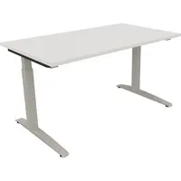 Soennecken Schreibtisch All in One, manuell höhenverstellbar, 65-85cm (H), 140x80cm (BxT), rechteckig, weiß / silberaluminium 4003969072565
