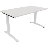 Soennecken Schreibtisch All in One, manuell höhenverstellbar, 65-85cm (H), 140x80cm (BxT), rechteckig, weiß / weiß 4003969072466 Soennecken