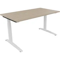 Soennecken Schreibtisch All in One, manuell höhenverstellbar, 65-85cm (H), 140x80cm (BxT), rechteckig, eiche natur / weiß 4003969072503 Soe