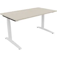 Soennecken Schreibtisch All in One, manuell höhenverstellbar, 65-85cm (H), 140x80cm (BxT), rechteckig, akazie hell / weiß 4003969072626 Soe