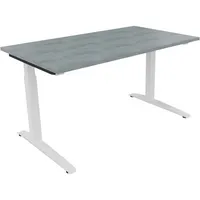 Soennecken Schreibtisch All in One, manuell höhenverstellbar, 65-85cm (H), 140x70cm (BxT), rechteckig, beton hell / weiß 4003969072015 Soen