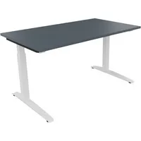 Soennecken Schreibtisch All in One, manuell höhenverstellbar, 65-85cm (H), 140x80cm (BxT), rechteckig, lavagrau / weiß 4003969072558 Soenne