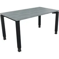 Soennecken Schreibtisch All in One, manuell höhenverstellbar, 68-82cm (H), 140x80cm (BxT), rechteckig, beton hell / anthrazit metallic 4003