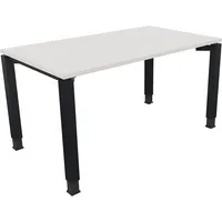 Soennecken Schreibtisch All in One, manuell höhenverstellbar, 68-82cm (H), 140x80cm (BxT), rechteckig, weiß / anthrazit metallic 4003969077
