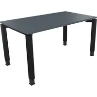 Soennecken Schreibtisch All in One, manuell höhenverstellbar, 68-82cm (H), 140x80cm (BxT), rechteckig, lavagrau / anthrazit metallic 400396