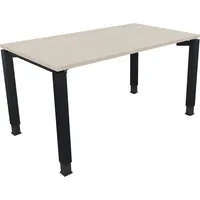 Soennecken Schreibtisch All in One, manuell höhenverstellbar, 68-82cm (H), 140x80cm (BxT), rechteckig, akazie hell / anthrazit metallic 400