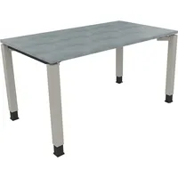Soennecken Schreibtisch All in One, manuell höhenverstellbar, 68-82cm (H), 140x80cm (BxT), rechteckig, beton hell / silberaluminium 4003969