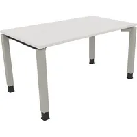 Soennecken Schreibtisch All in One, manuell höhenverstellbar, 68-82cm (H), 140x80cm (BxT), rechteckig, weiß / silberaluminium 4003969077515