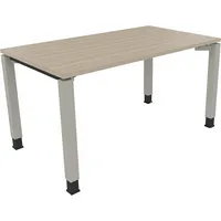 Soennecken Schreibtisch All in One, manuell höhenverstellbar, 68-82cm (H), 140x80cm (BxT), rechteckig, eiche natur / silberaluminium 400396