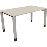 Soennecken Schreibtisch All in One, manuell höhenverstellbar, 68-82cm (H), 140x80cm (BxT), rechteckig, akazie hell / silberaluminium 400396