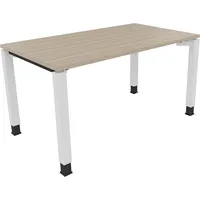 Soennecken Schreibtisch All in One, manuell höhenverstellbar, 68-82cm (H), 140x80cm (BxT), rechteckig, eiche natur / weiß 4003969077539 Soe